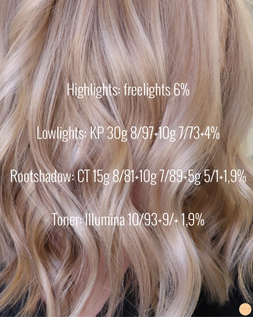 Beige blond hårfärg med ljusa slingor och lowlights