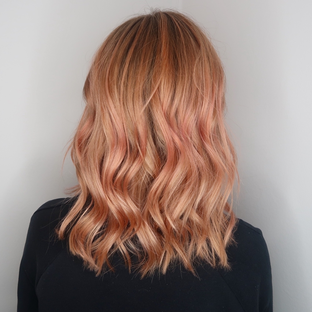 Peach pink hair