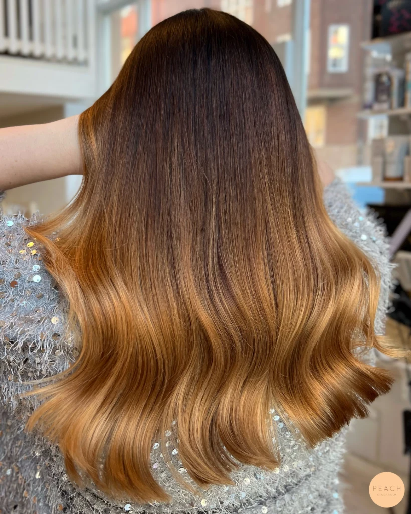 Varm brun balayage – salongsresultat av Alicia Siverman, 4 april 2023