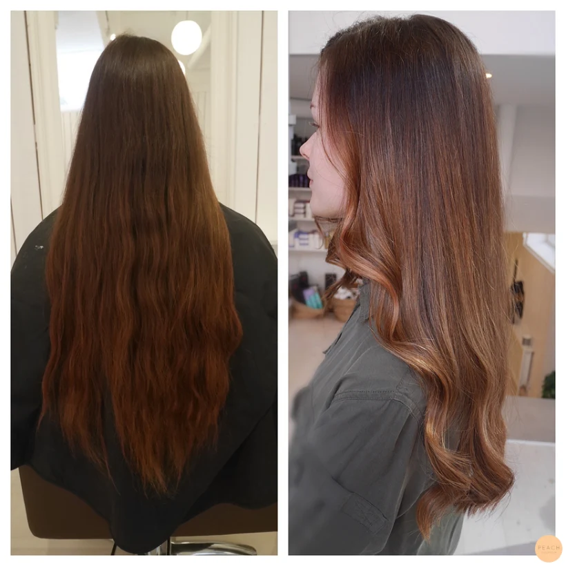 Brun koppar rosé balayage
