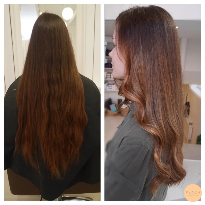 Brun koppar rosé balayage