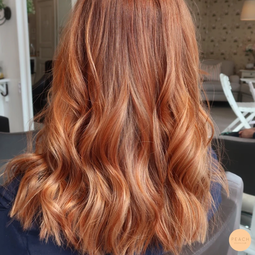 Från blond till koppar hårfärg
