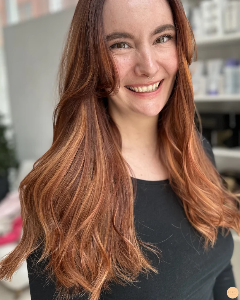Copper balayage stor färgförändring