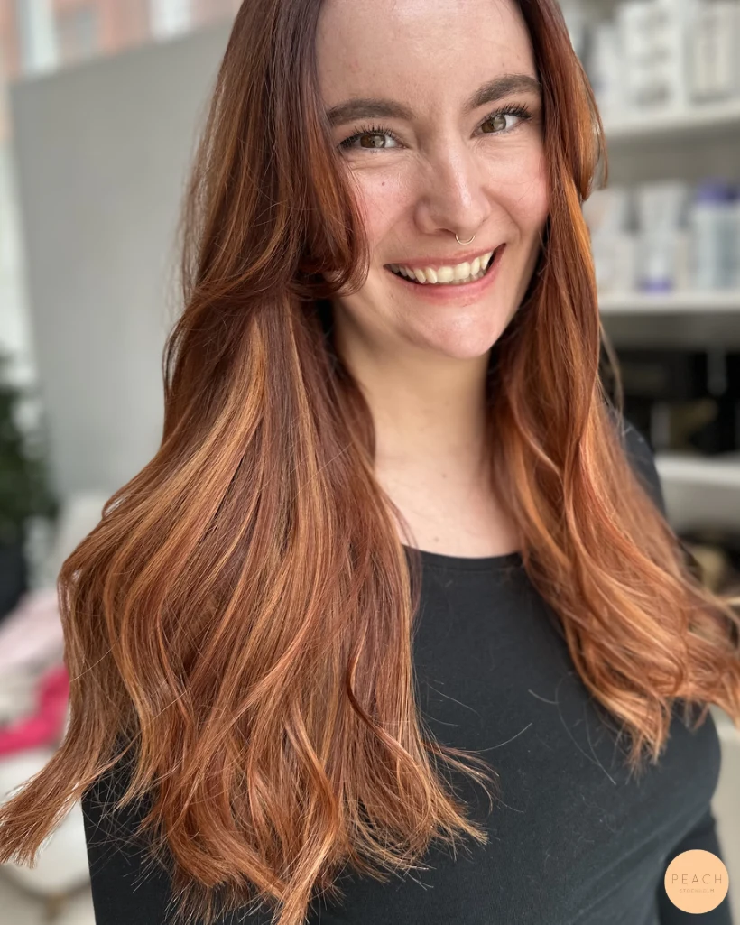 Copper balayage stor färgförändring