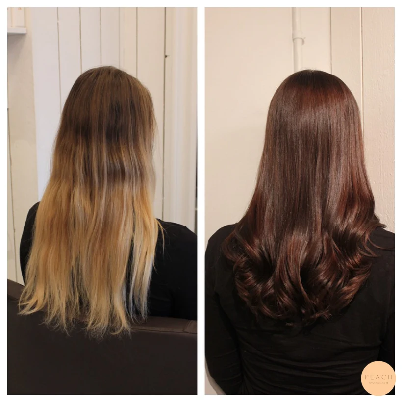 Chokladbrun hårfärg med röda toner