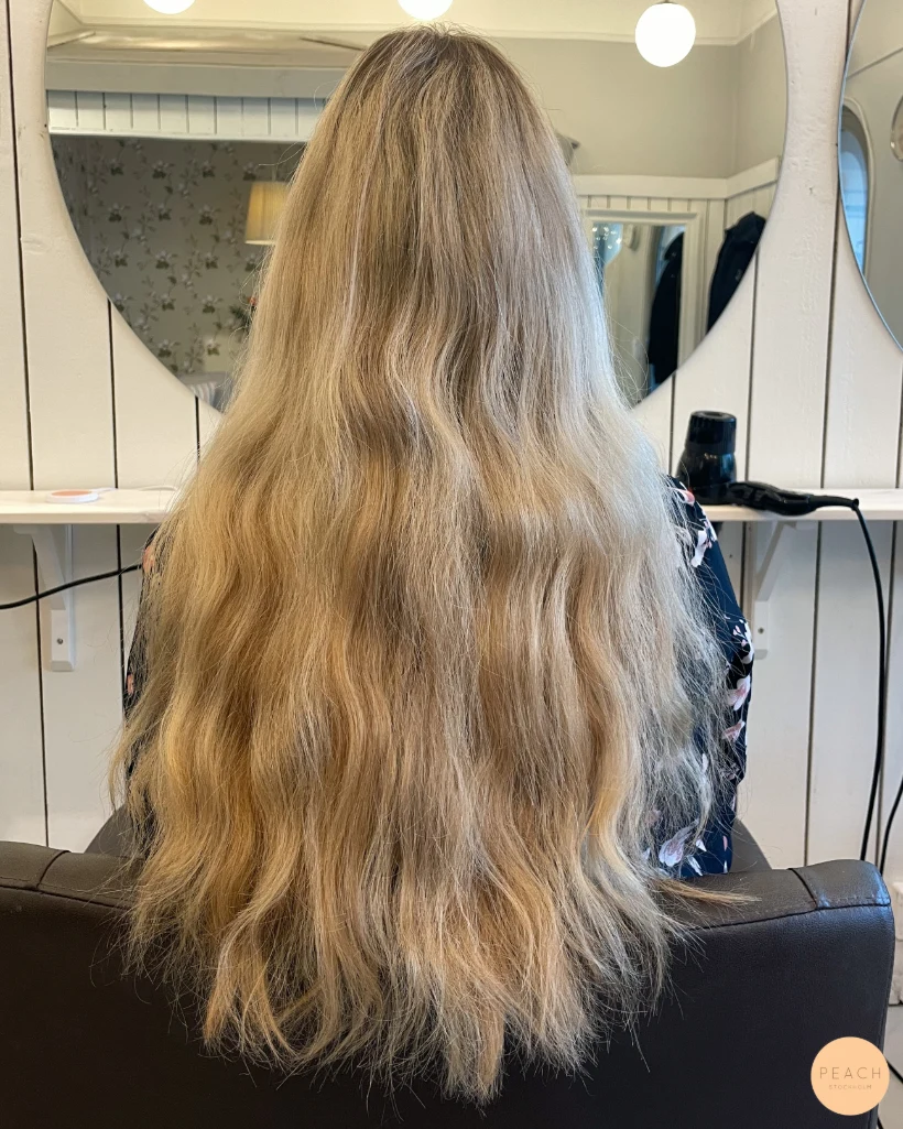 Soft strawberry blonde hair