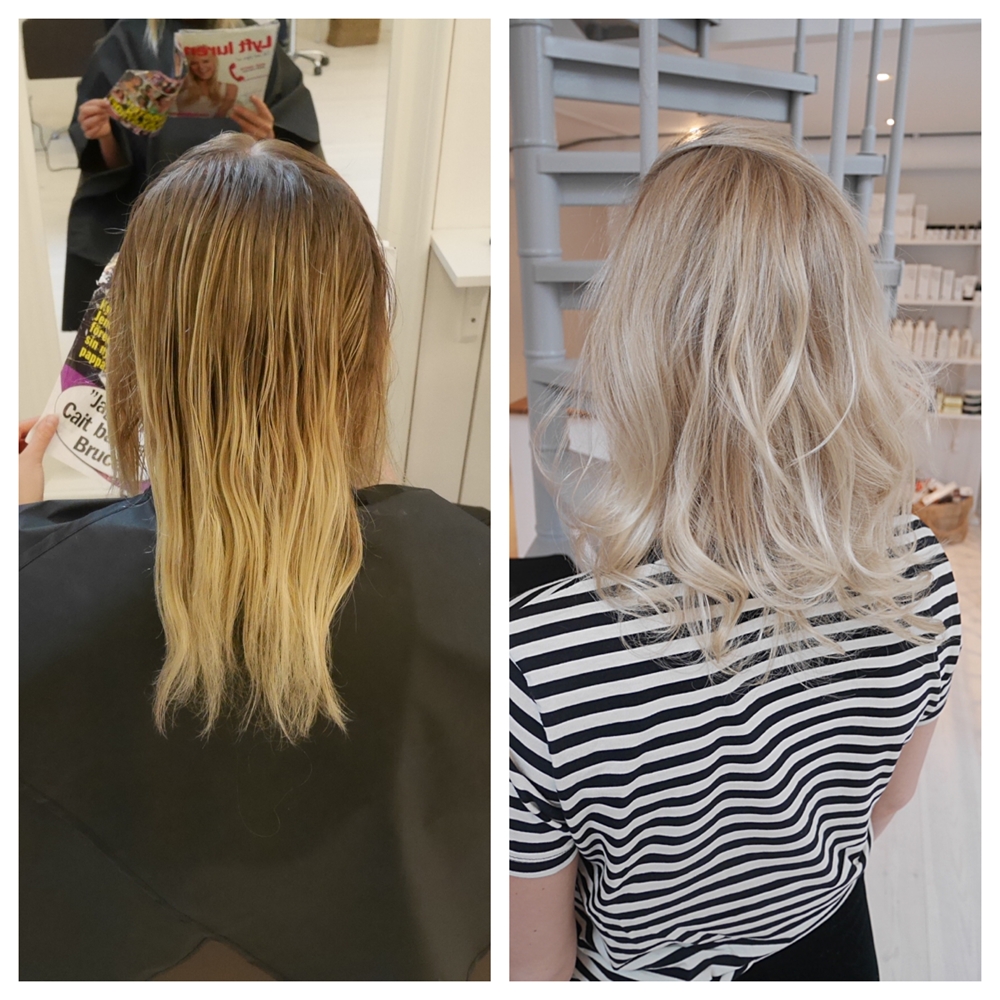 Askblond hårfärg med ljusa slingor