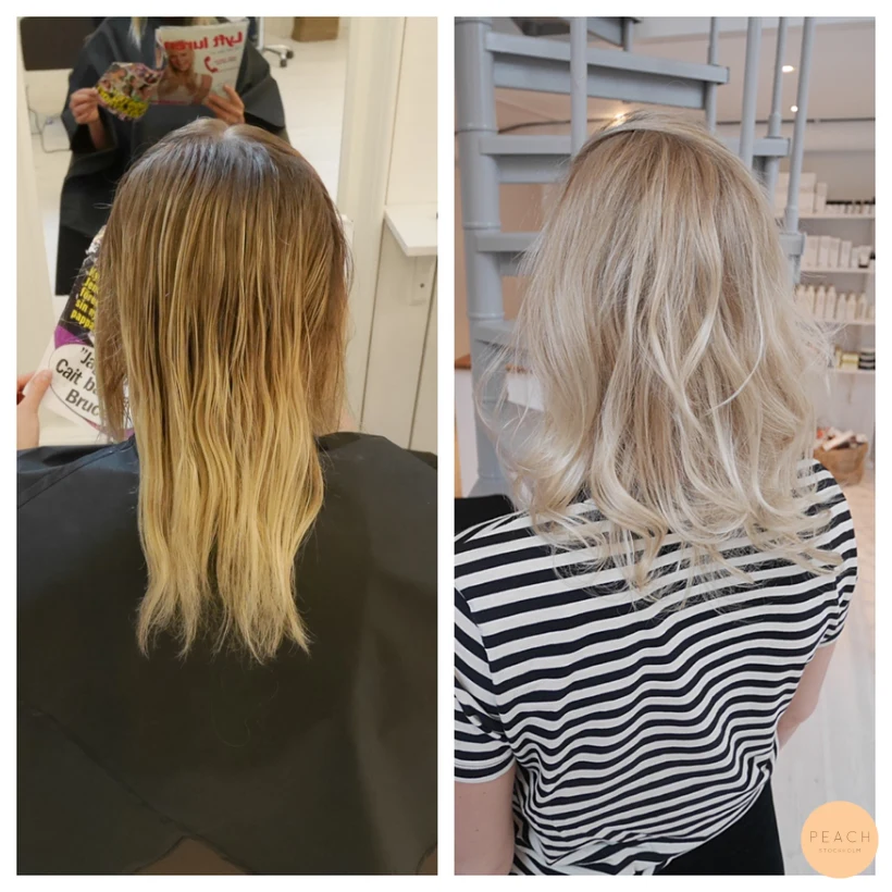 Askblond hårfärg med ljusa slingor