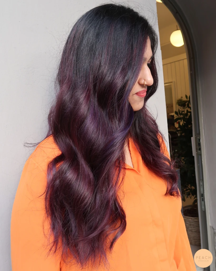 Lila röd balayage