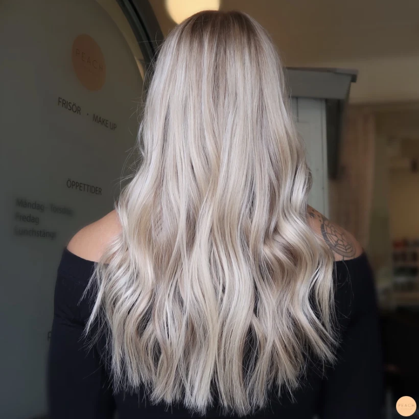 Cool blonde / kall beige hårfärg med slingor
