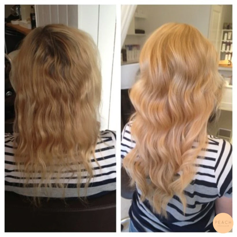 Blonda extensions med mjuk root shadow