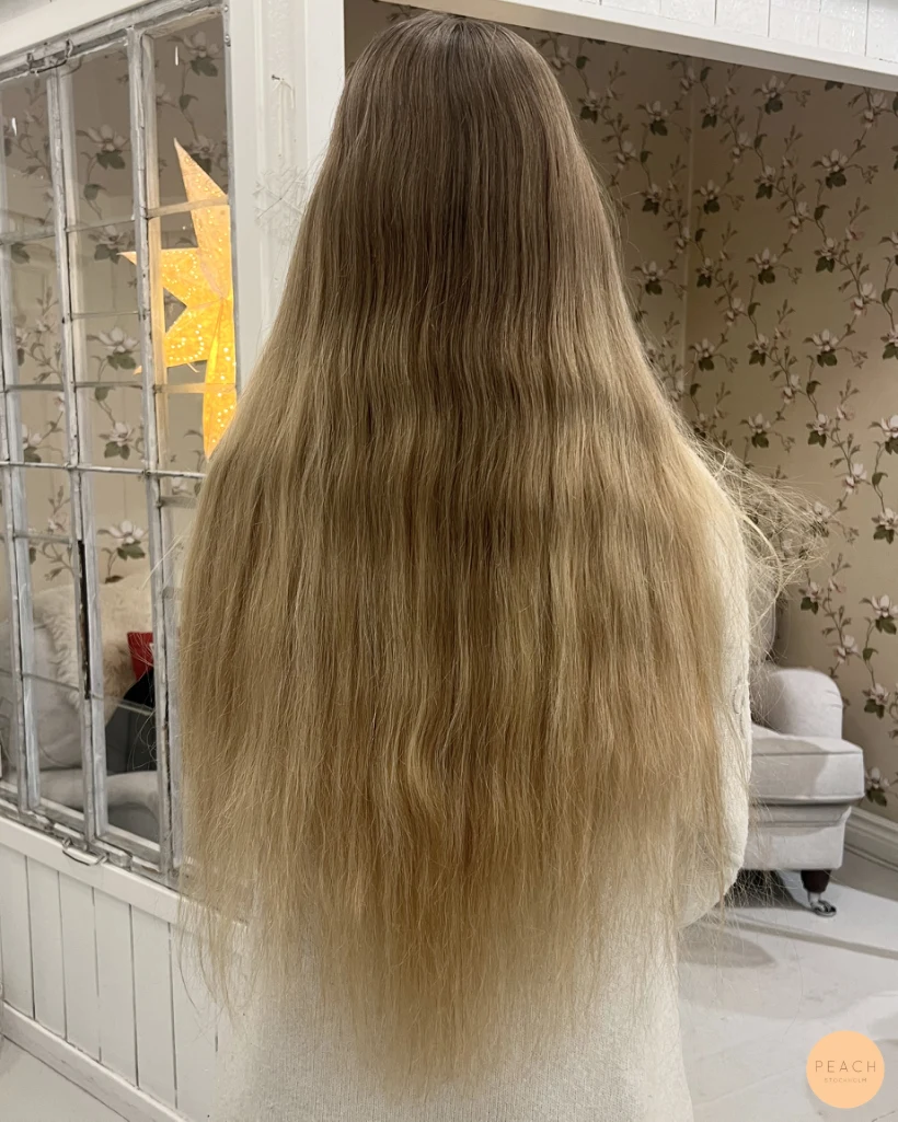 Light blonde highlights med ljus face frame