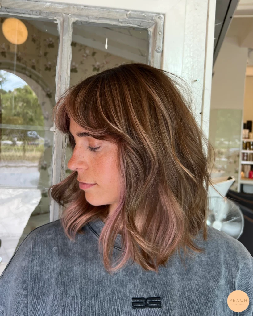 Balayage with dusty pink hair color 🌸💘