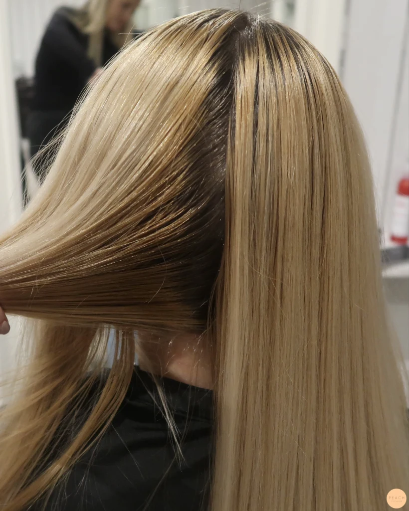 Blond hårfärg slingor