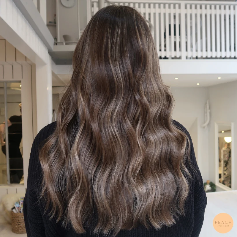 Balayage mörkt hår med krämig ton