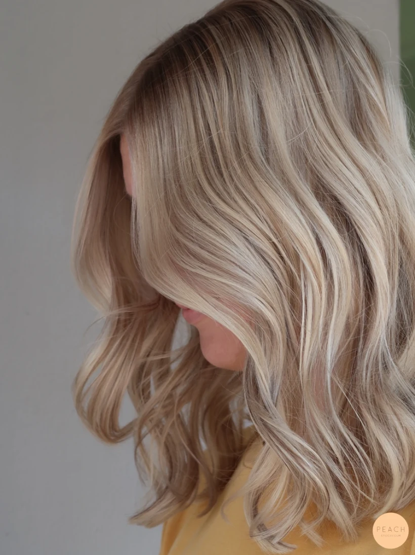 Mörkare slingor i blont hår naturligt