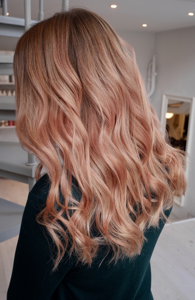 Pink peach hair & tips för hållbar hårfärg