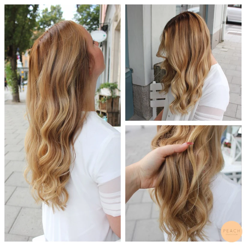 Varm blond hårfärg med karamelltoner