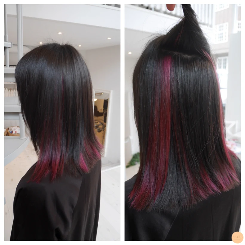 Magenta färgat hår