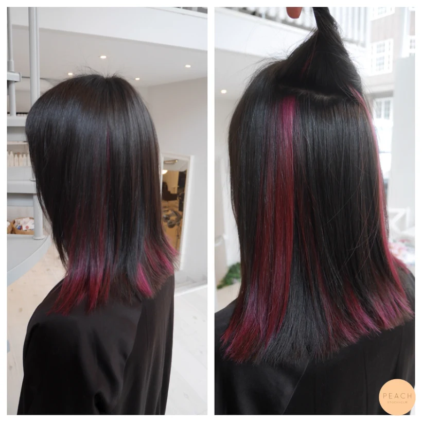 Magenta färgat hår