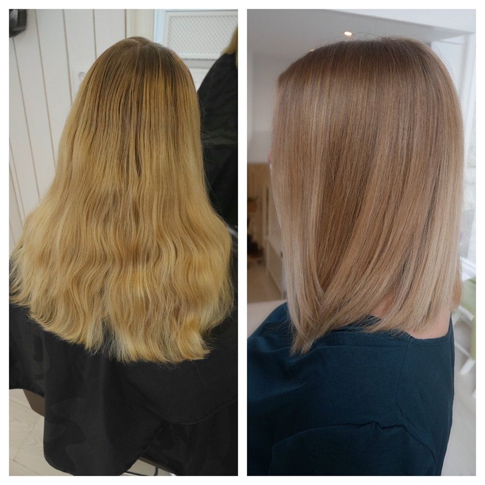 Naturlig blond hårfärg med lobklippning