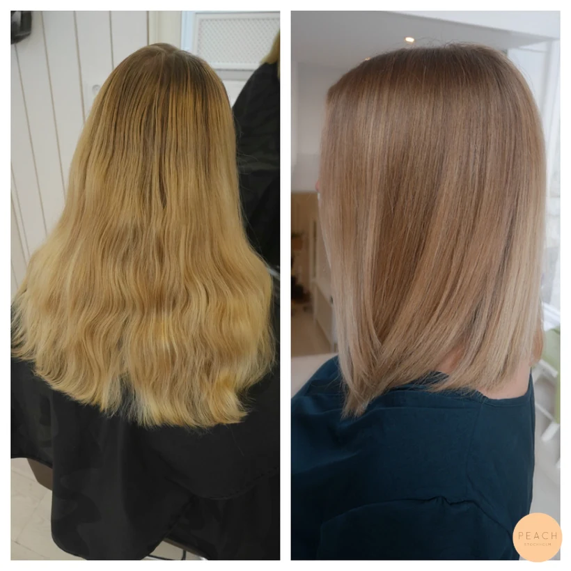 Naturlig blond hårfärg med lobklippning