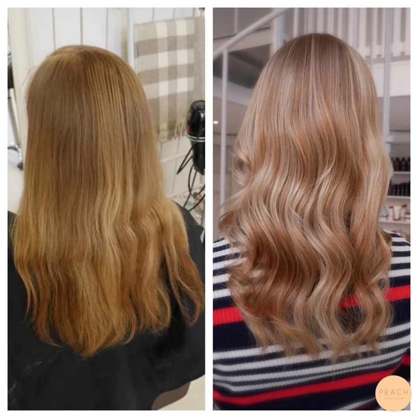 Highlights med ljusa slingor