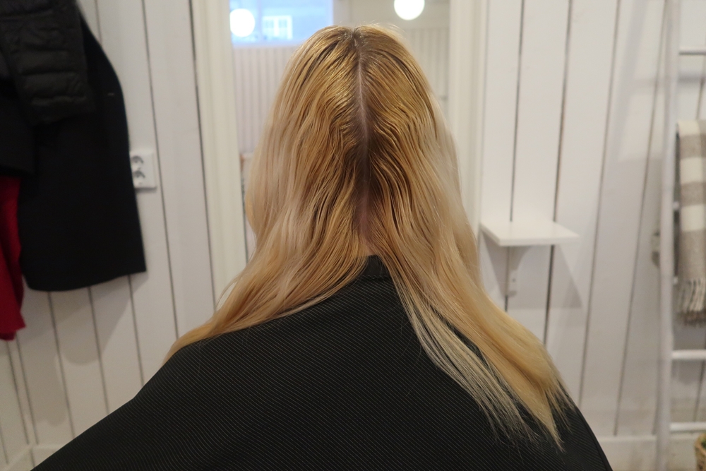 Blont hår med mörka slingor