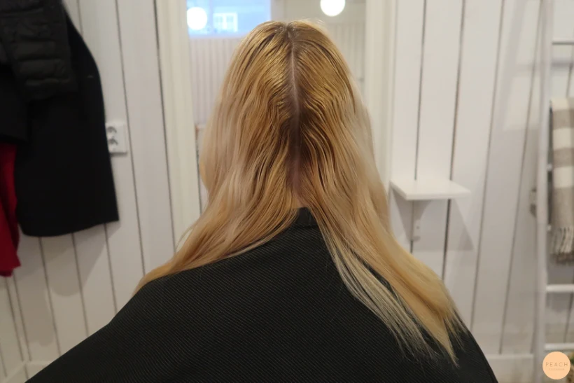 Blont hår med mörka slingor