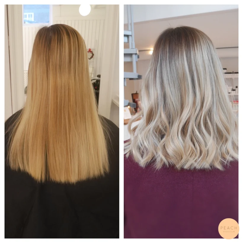 Från varm till kall blond hårfärg