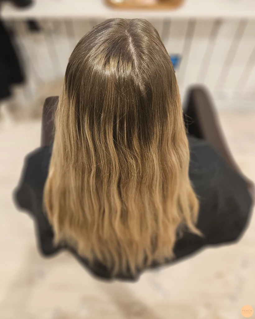 Soft natural blonde highlights