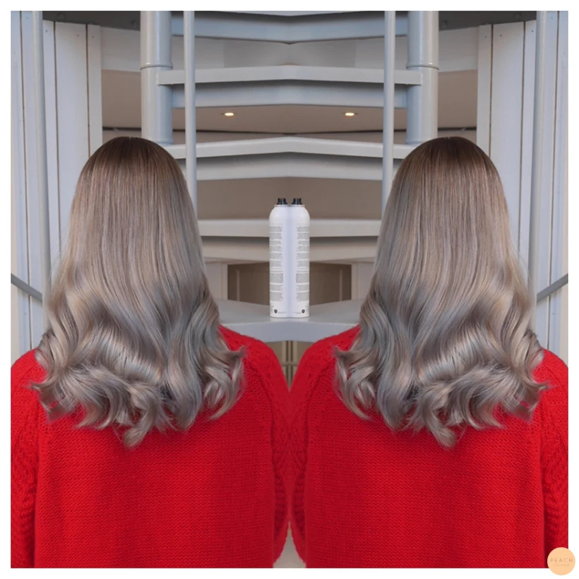 Silver grey metallic hair