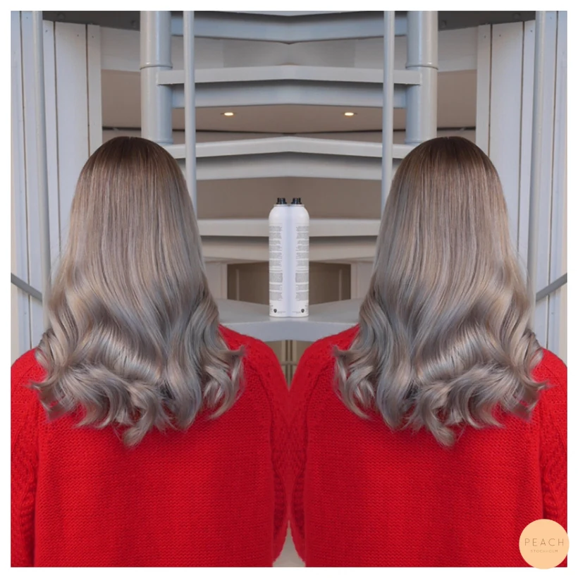 Silver grey metallic hair