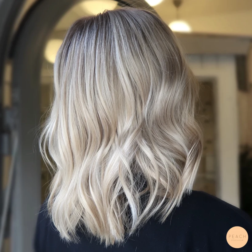Blond balayage med ljusa slingor och sval nyansering