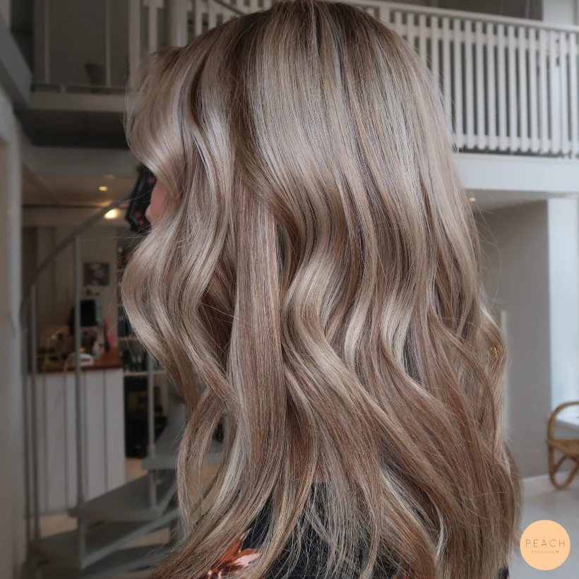 Beige blond med lowlights och kontrast