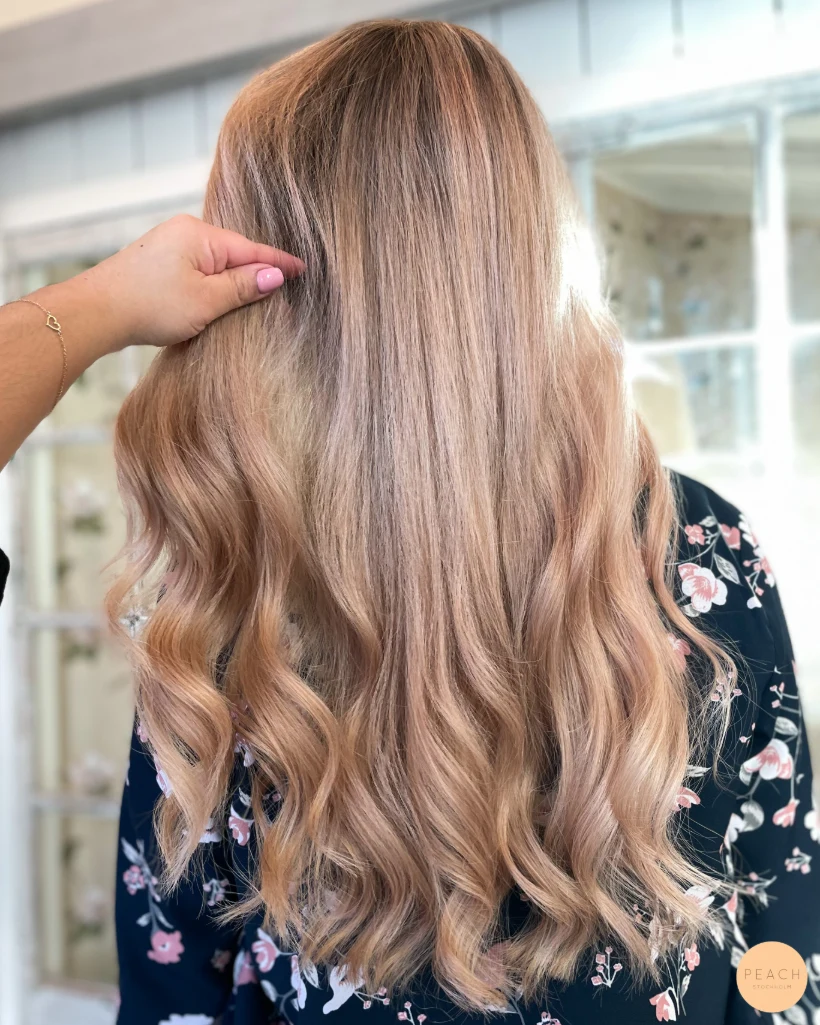 Soft strawberry blonde hair
