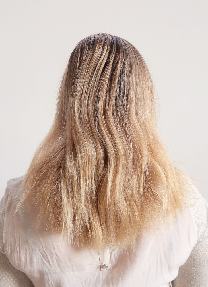 Pastell hårfärg med toner av peach och rosé blond