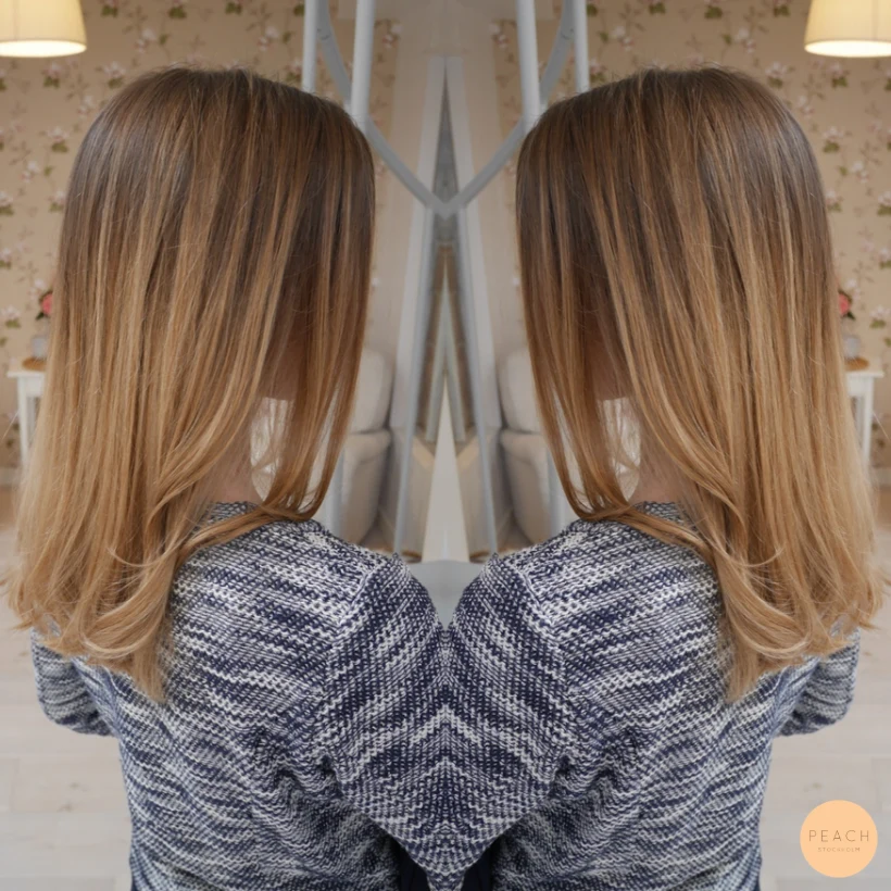Varm balayage med gyllene toner