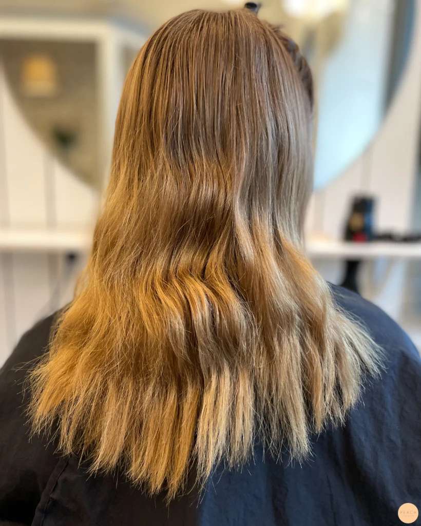 Champagne blonde hair color