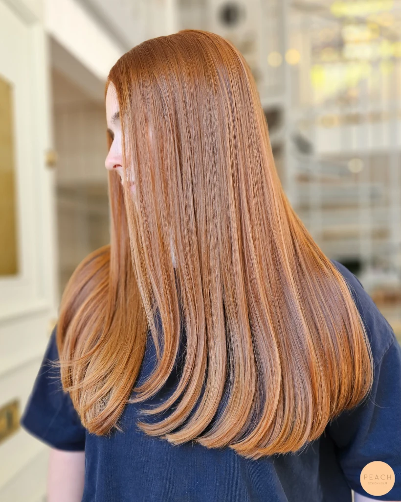 Copper peach hair – salongsresultat av Isabella Janjic, 23 juli 2026
