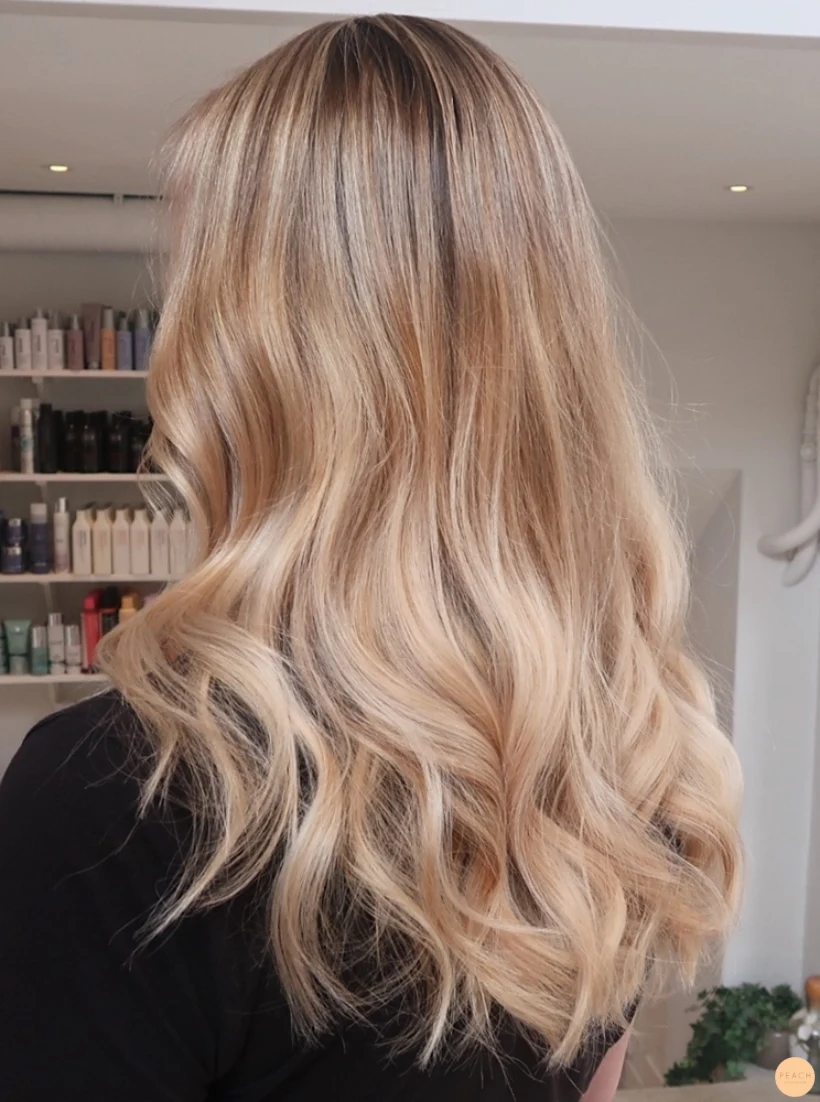 Balayage blond slingor