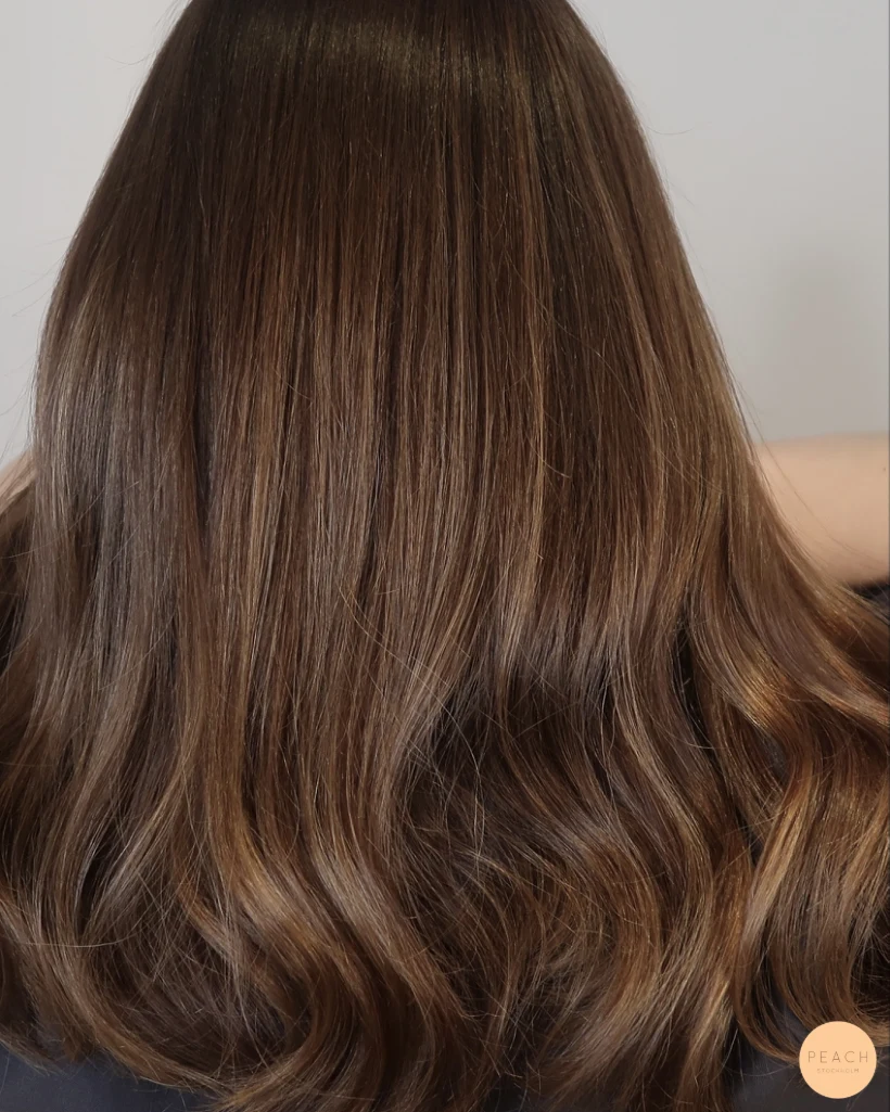 Mustig brun hårfärg med mjuk root shadow