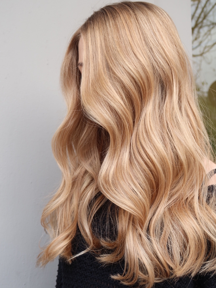 Varm blond balayage naturlig botten