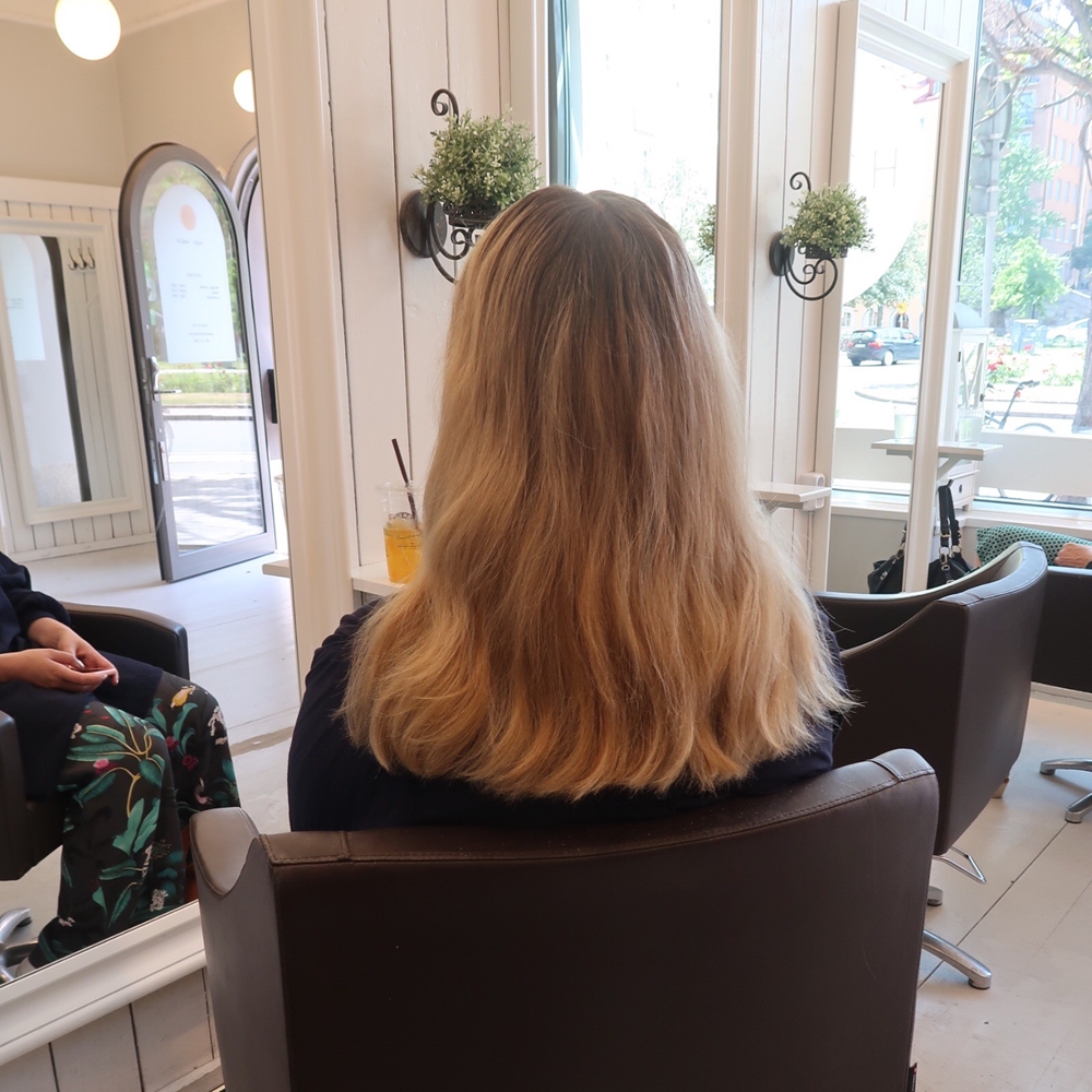 Från blond till koppar hårfärg