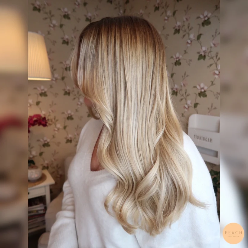 Ljusblond hårfärg med beige nyans
