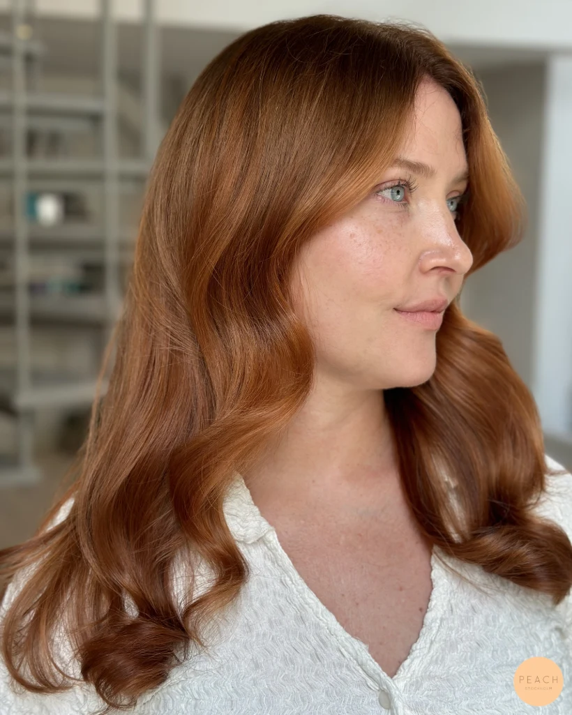 Koppar blond hårfärg – salongsresultat av Felicia Mankinen, 20 juni 2023