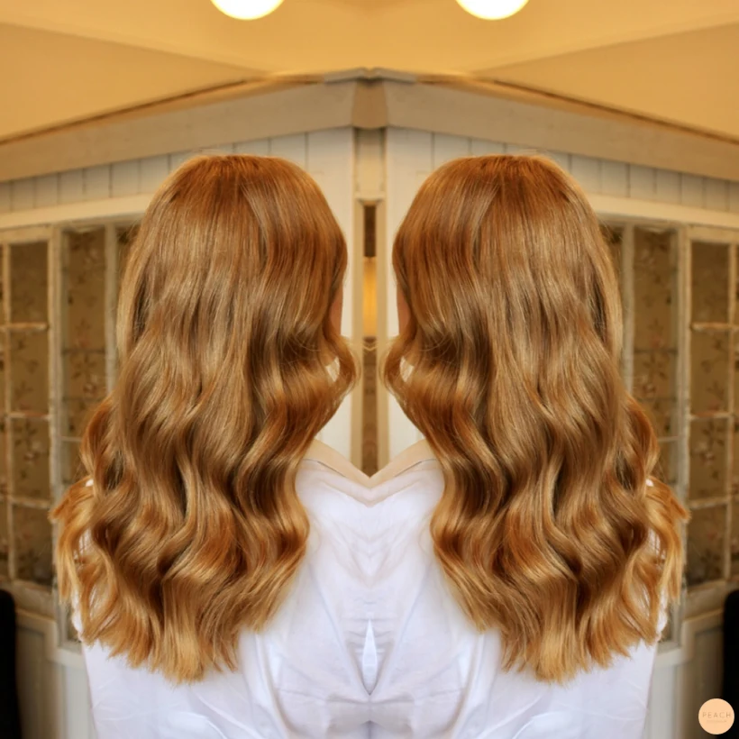 Varm blond hårfärg med toner av koppar