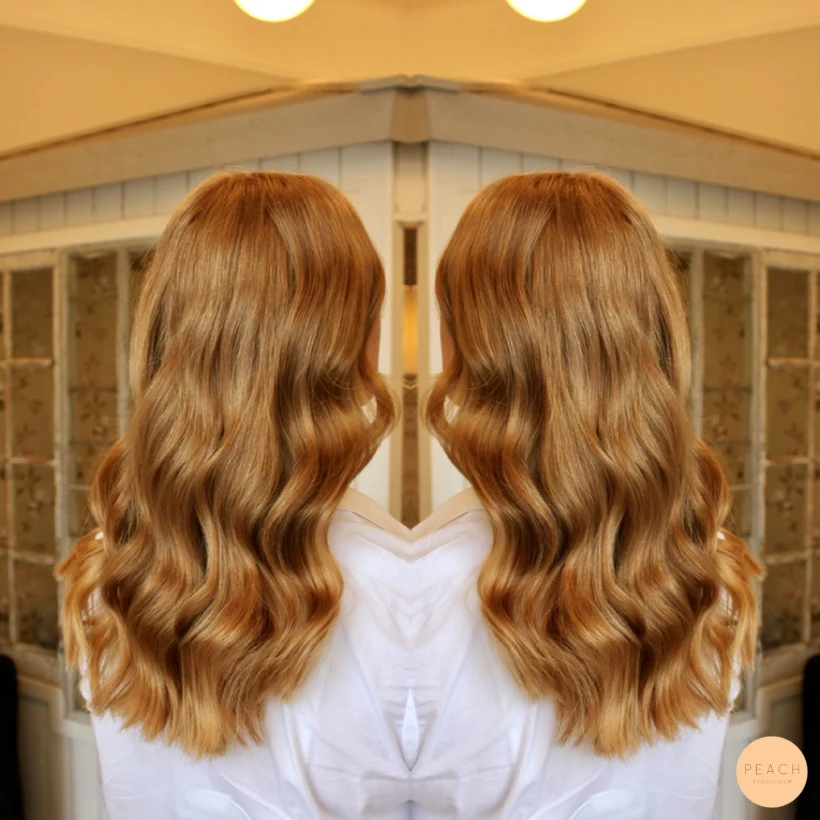 Varm blond hårfärg med toner av koppar