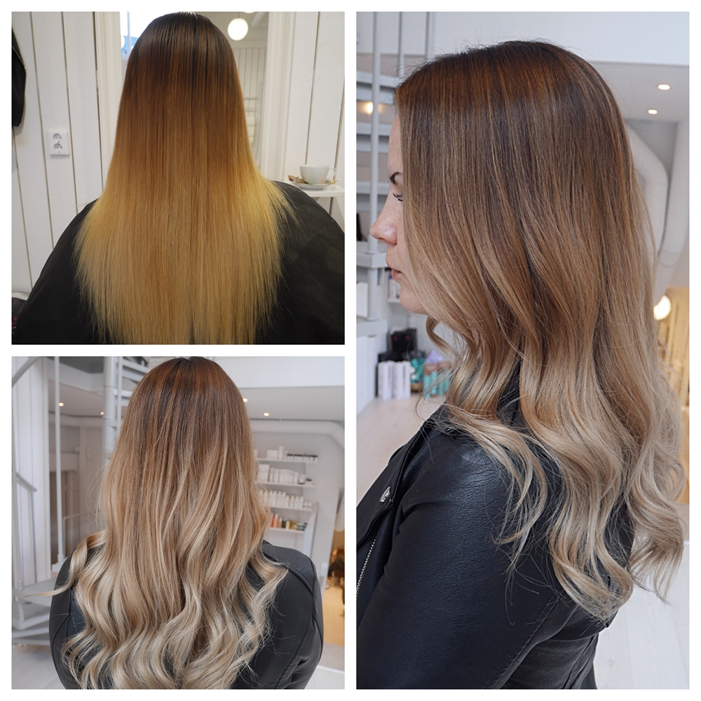 Kall beige balayage hårfärg