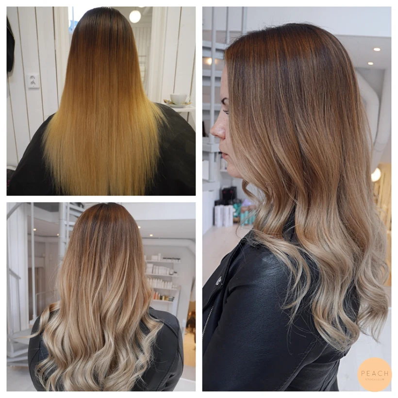 Kall beige balayage hårfärg
